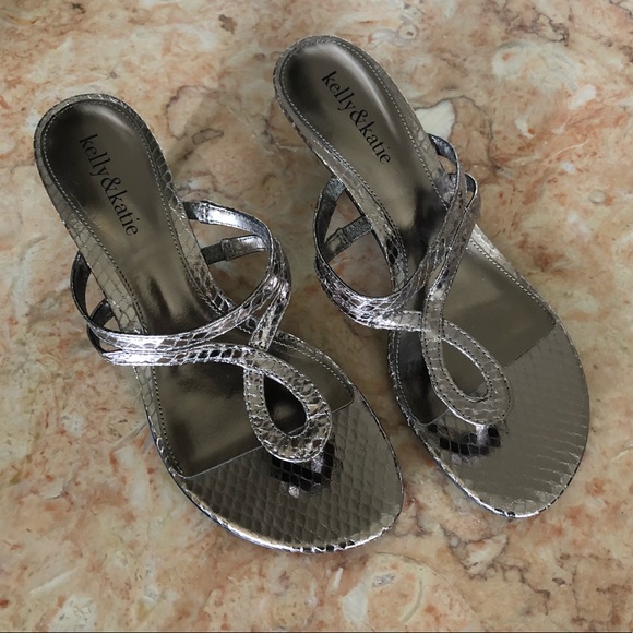 pewter thong sandals